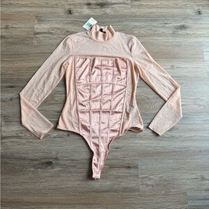 GUESS short cake sheer thong bodysuit L NWT